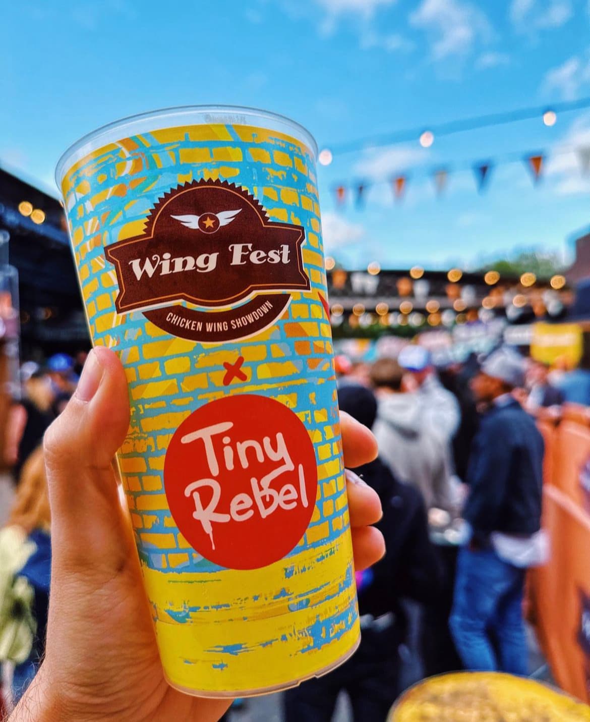 Close up of UKCA marking on a reusable pint cup manufactured by Tees Valley Plastics